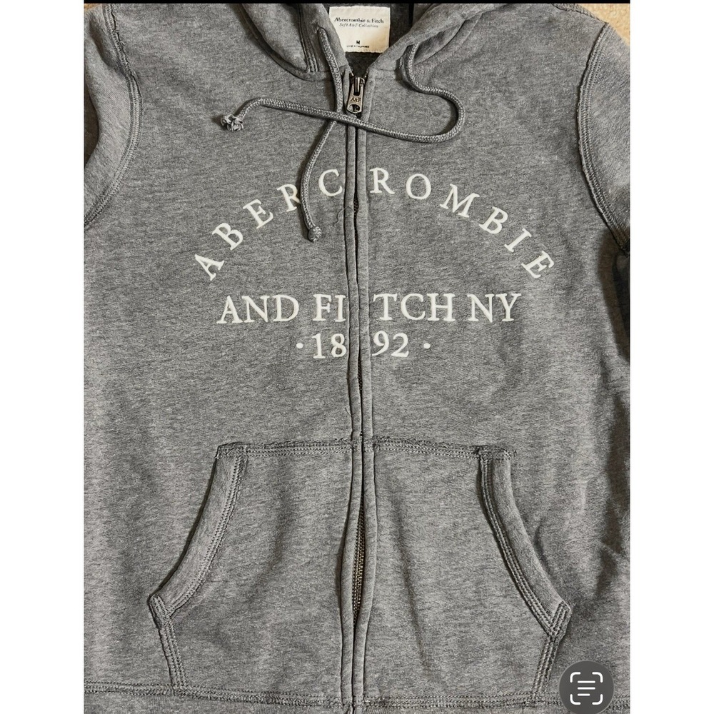 Y2K‎ Vintage Abercrombie & Fitch Hoodie A&F 1892 Medium Gray Full Zip Soft A&F